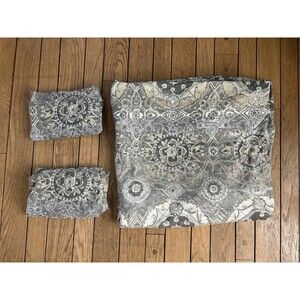 Pottery Barn Duvet Full Queen 2 Pilllow Shams Gray Taupe Jacquelyn Medallion